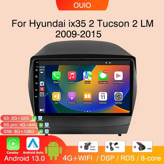 Autoradio Hyundai Tucson 2/Ix35 2009-2015/6G-128 Android 13 | Android 14 | Écran Tactile | CarPlay | Bluetooth | GPS