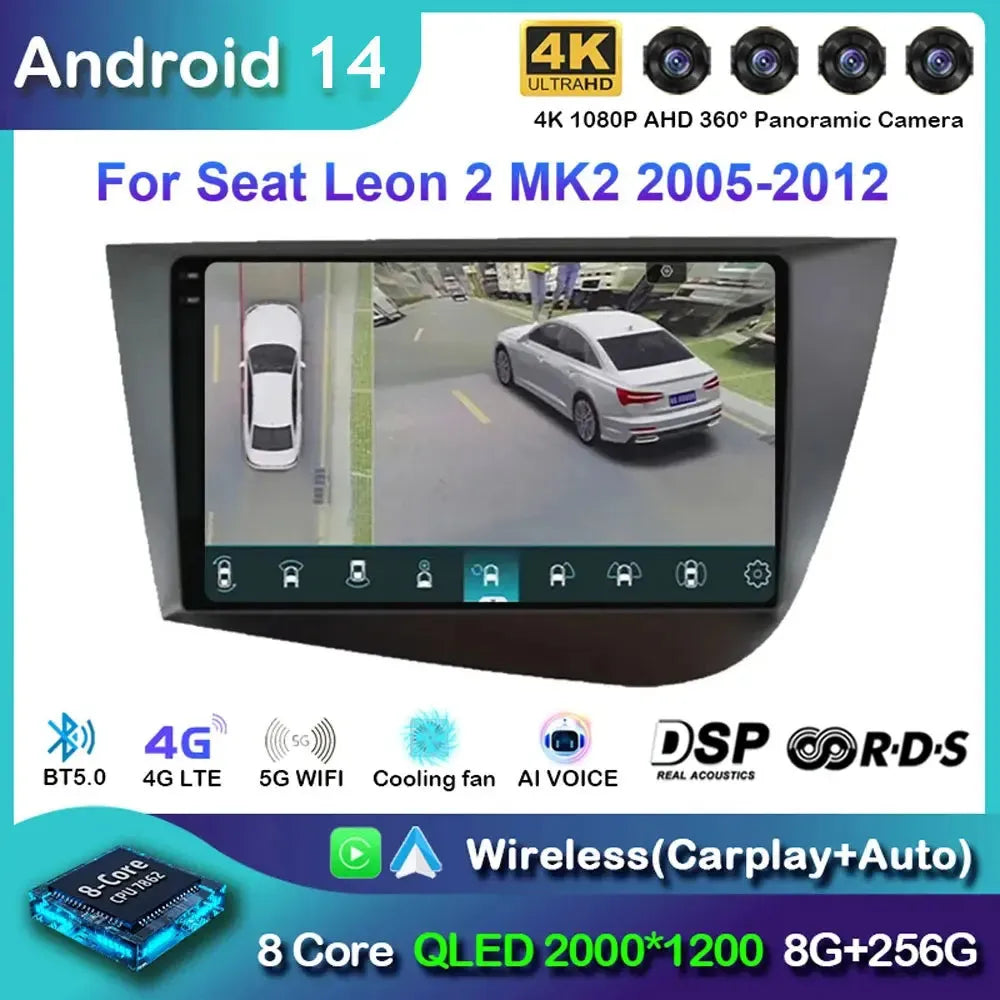 Poste Android 13//4G-64// Seat Leon 2005-2012/Camera Hd 1080 P | Autoradio | Android 14 | Écran Tactile | CarPlay | Bluetooth | GPS