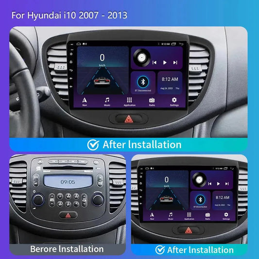 Poste Android13//4G-64//Hyundai I10 2007-2013/Carplay-Android Auto | Autoradio | Android 14 | Écran Tactile | Bluetooth | GPS