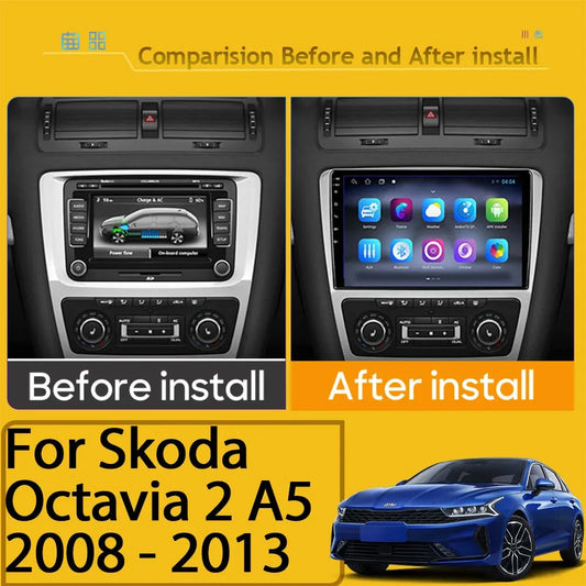 Poste Autoradio Android 13//4G-64G-Skoda Octavia 2 A5 2008-2013 | Android 14 | Écran Tactile | CarPlay | Bluetooth | GPS
