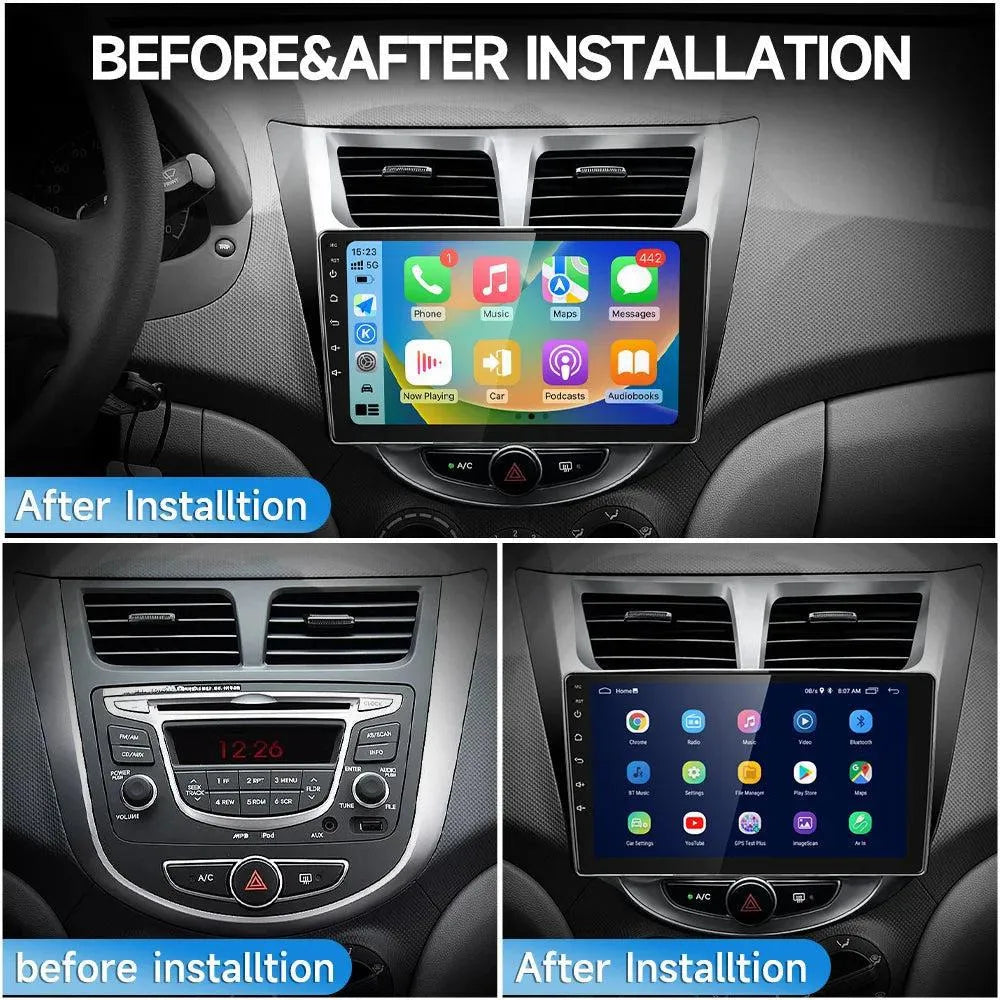 Poste Android13//4G-64//Hyundai Accent 2011-2016/Carplay-Android Auto | Autoradio | Android 14 | Écran Tactile | Bluetooth | GPS
