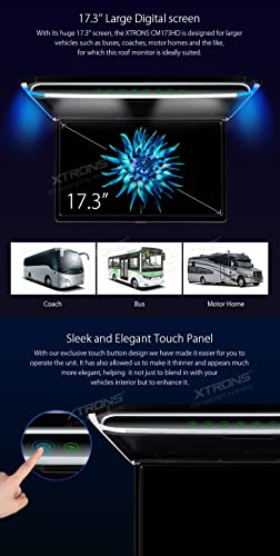 Écran TFT 17.3" Full HD 1080P – Lecteur de Toit Voiture avec Casque IR Noir