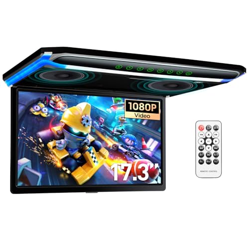 Écran TFT 17.3" Full HD 1080P – Lecteur de Toit Voiture avec Casque IR Noir