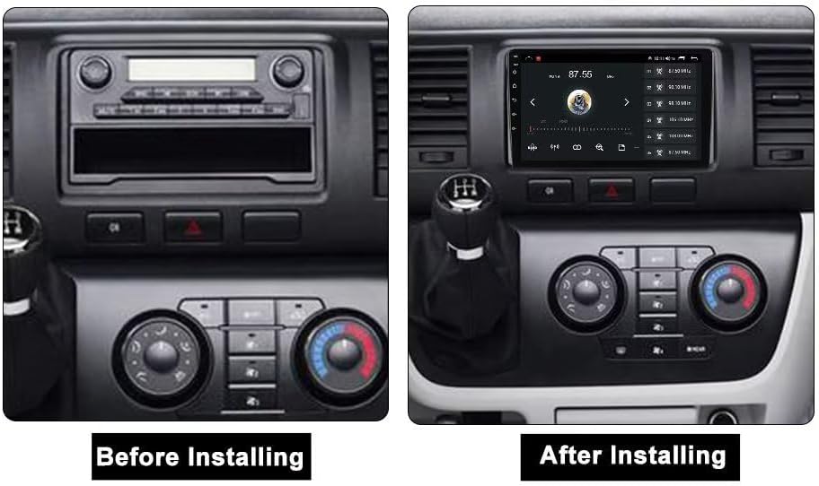 Autoradio Android 12 à écran tactile 10,1" pour Toyota Hiace (2013-2018) - 2+32 Go, CarPlay, Android Auto, GPS, FM, SWC, prise en charge de la vue arrière, kit de tableau de bord stéréo