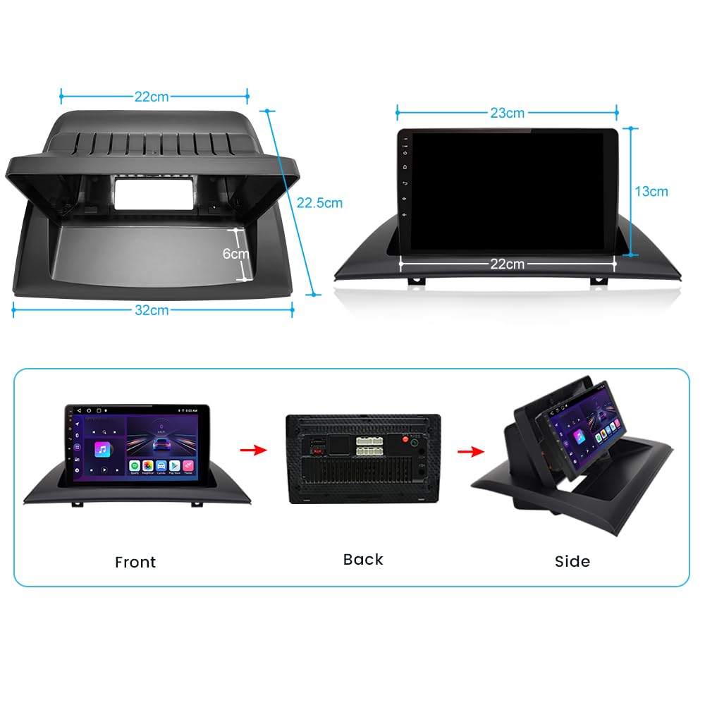 Mise à niveau stéréo de voiture Android pour BMW X3 E83 (2004-2012) – Radio à écran tactile avec CarPlay sans fil, Android Auto, Bluetooth, WiFi, navigation GPS