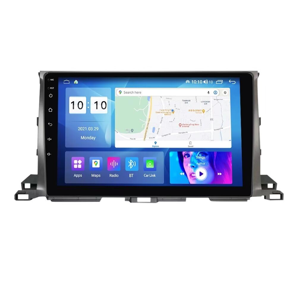 Toyota Highlander 2009-2014 10,1" Android 13 Stéréo : 4+64 Go, 8 cœurs, 1280 x 720, WiFi 5G, GPS, Car-Play, Android Auto, FM, DSP, SWC, vue arrière