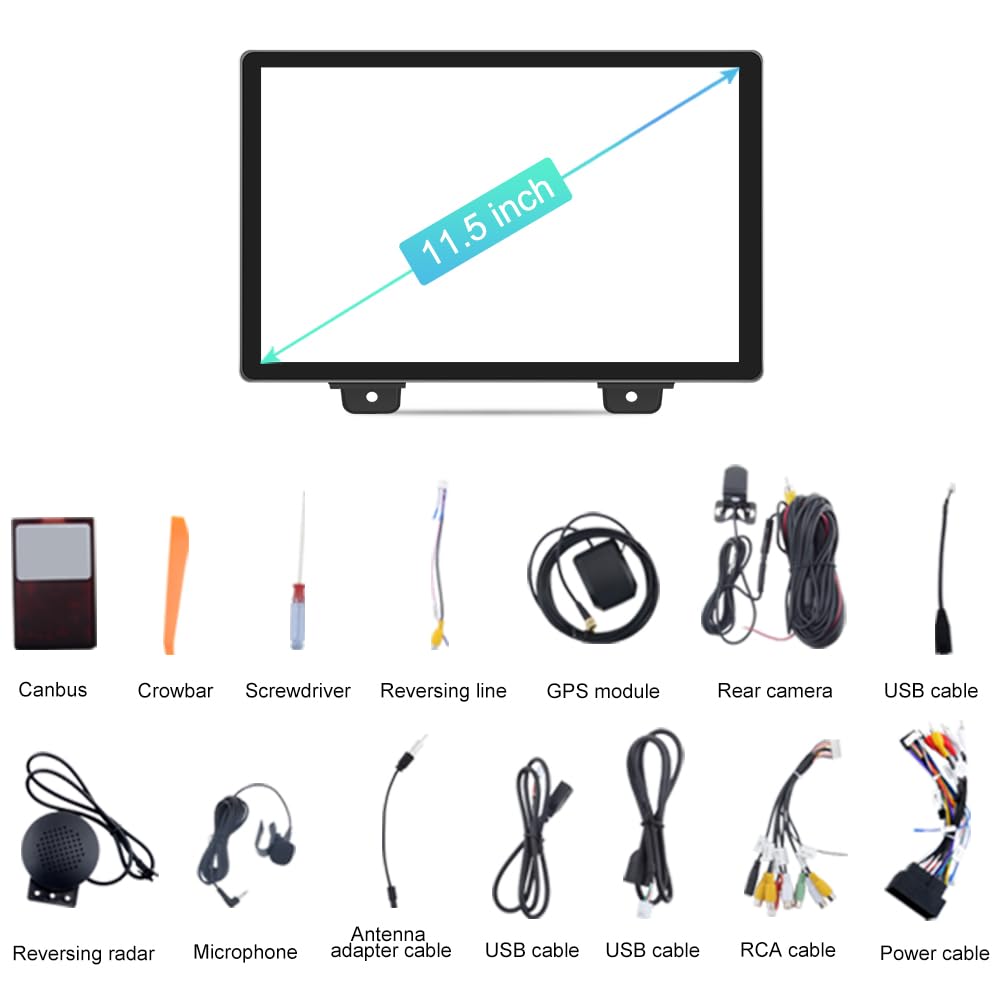 Système Stéréo Android 13 de 11,5" pour Jeep Wrangler JL/Gladiator 2018-2022 avec Caméra de Recul, CarPlay Sans Fil et Android Auto