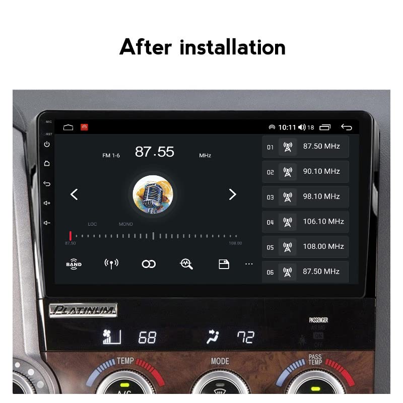 Autoradio Android 13 8 cœurs 4+32 Go pour Toyota Tundra 2007-2013 et Sequoia 2008-2019, écran tactile QLED 10,1", Carplay/Android Auto/DSP, compatible avec les systèmes JBL et non JBL