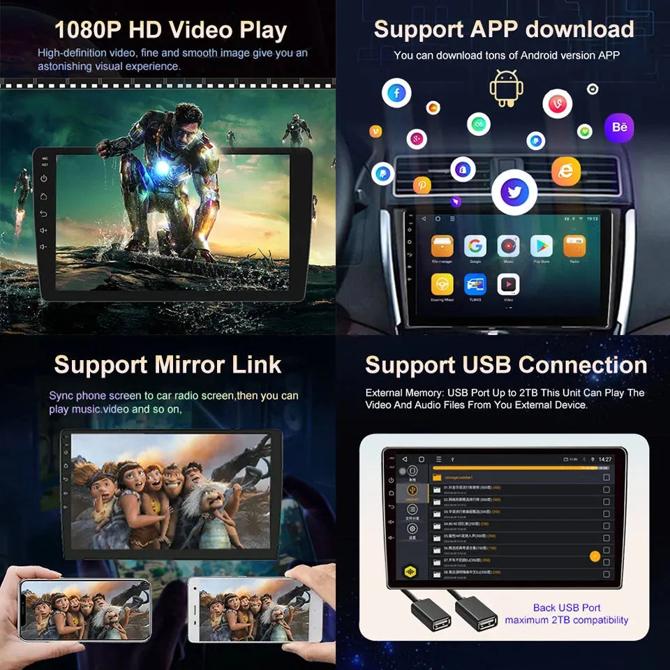 Autoradio Fiat Doblo Maxi -4G_64 - Android 14 - Camera Hd 1080P | Écran Tactile | CarPlay | Bluetooth | GPS