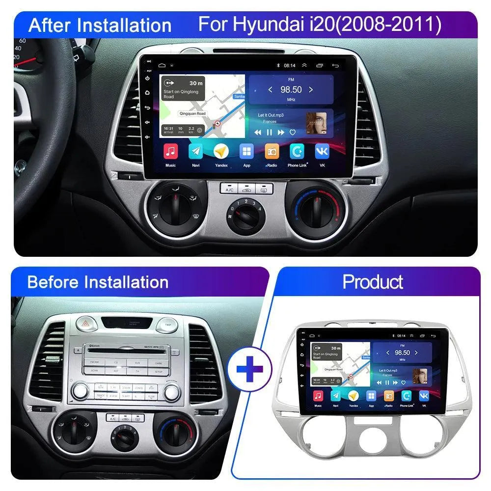 Poste Autoradio Android 13//4G-64G-Hyundai I20 2008 | Android 14 | Écran Tactile | CarPlay | Bluetooth | GPS