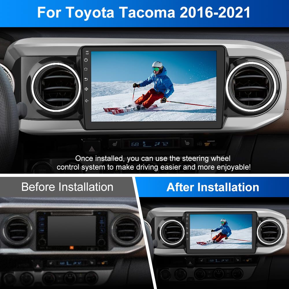 Autoradio Android 13 4Go+64Go pour Toyota Tacoma 2016-2021 avec CarPlay, Android Auto, Bluetooth et Navigation GPS