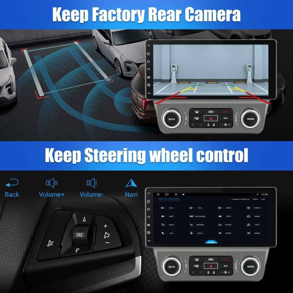 Autoradio Android 13 pour Chevrolet Camaro 2010-2015 : 4 Go + 64 Go, WiFi, Bluetooth, GPS 4G, CarPlay sans fil, Android Auto, caméra arrière gratuite