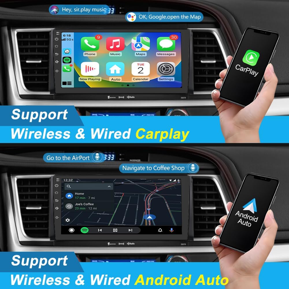 Autoradio Android 13 pour Toyota Highlander 2014-2019 : écran tactile 10", 4G+64G, Apple CarPlay et Android Auto sans fil, GPS, Bluetooth