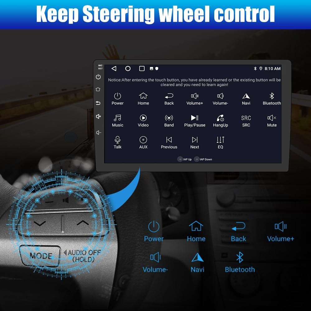 Autoradio Android 13 pour Toyota Camry 2006-2011, CarPlay sans fil/Android Auto, 2G+64G, SWC, WiFi, GPS, DSP, BT, FM, caméra de recul
