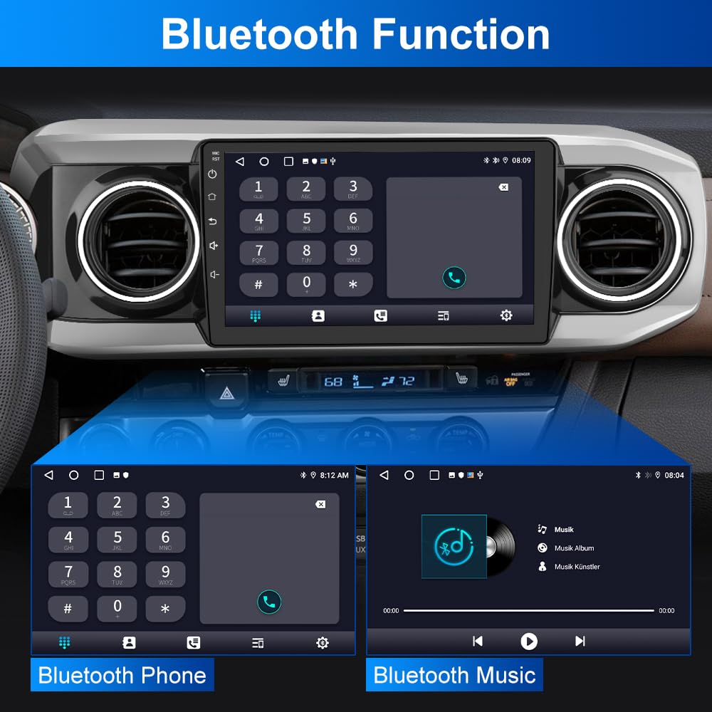 Autoradio Android 13 4Go+64Go pour Toyota Tacoma 2016-2021 avec CarPlay, Android Auto, Bluetooth et Navigation GPS