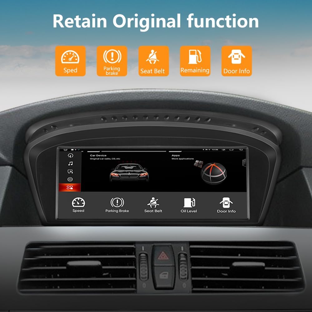 Autoradio Android pour BMW Série 3/5 E60 E90 E93, Écran 8.8", CarPlay/Android Auto, Caméra de Recul, Mise à Niveau 2004-2008 CCC.