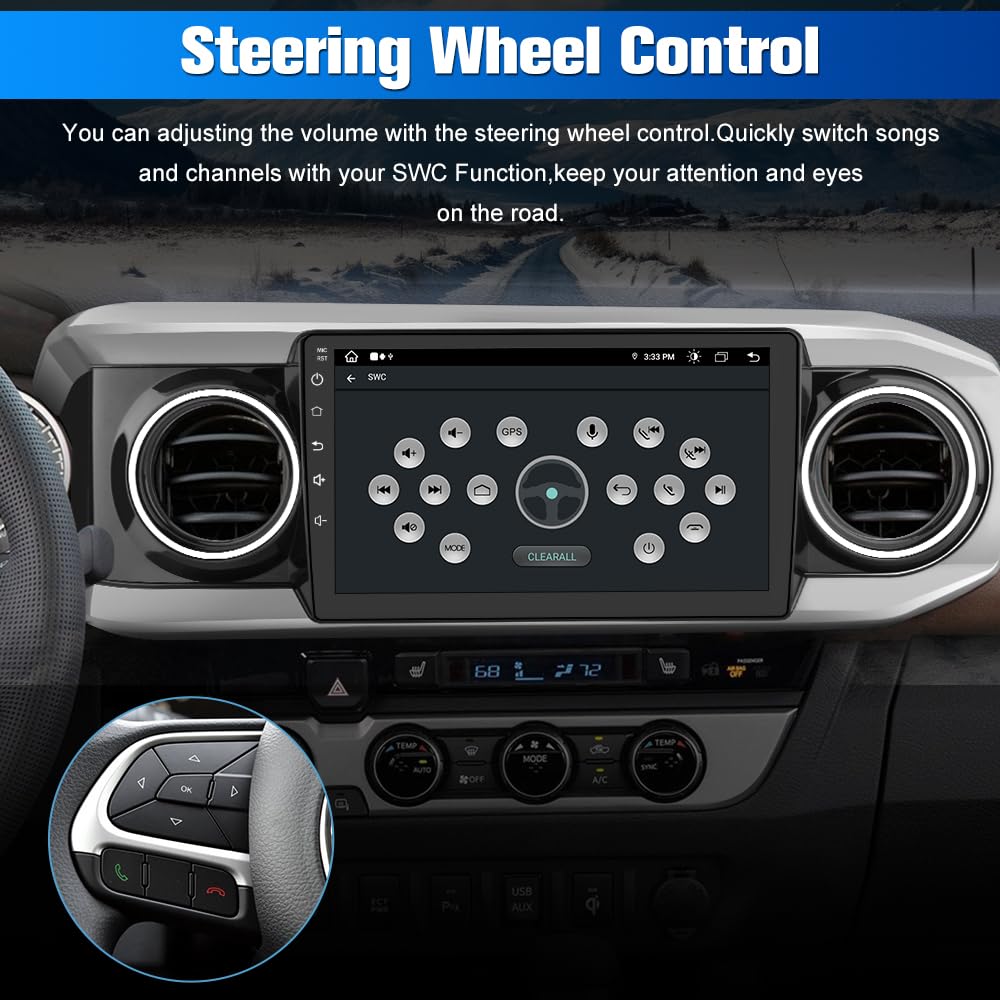 Autoradio Android 13 4Go+64Go pour Toyota Tacoma 2016-2021 avec CarPlay, Android Auto, Bluetooth et Navigation GPS