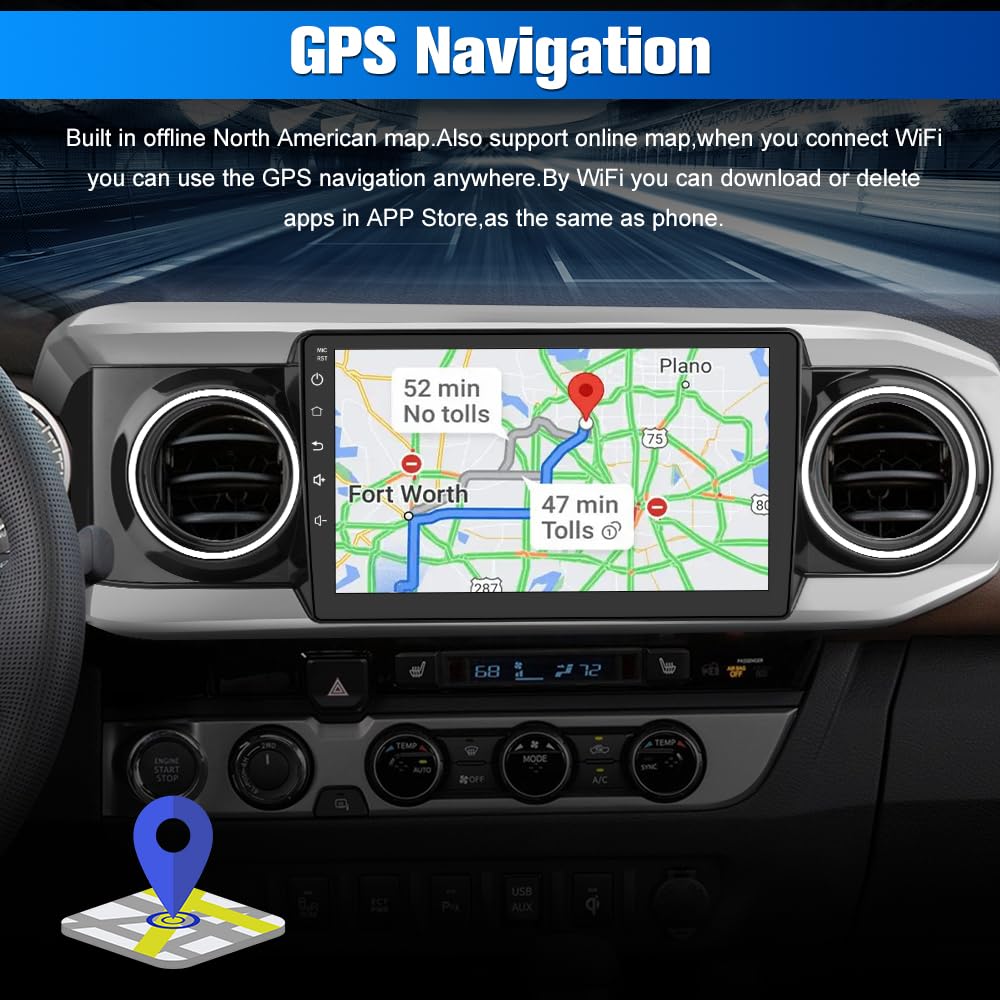 Autoradio Android 13 4Go+64Go pour Toyota Tacoma 2016-2021 avec CarPlay, Android Auto, Bluetooth et Navigation GPS