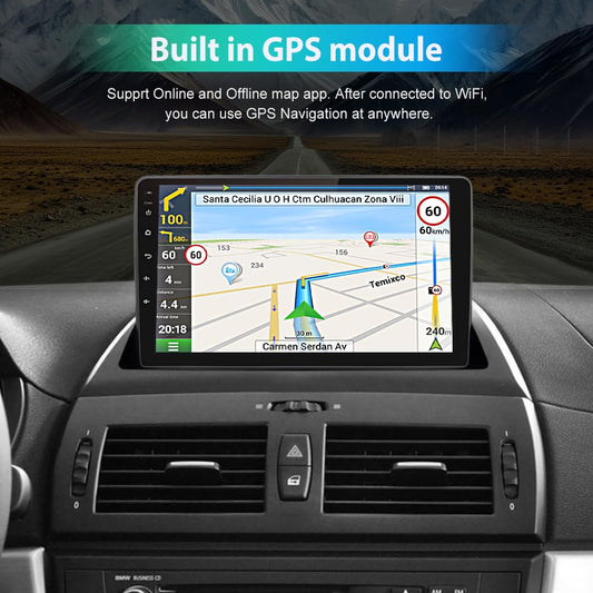 Mise à niveau stéréo de voiture Android pour BMW X3 E83 (2004-2012) – Radio à écran tactile avec CarPlay sans fil, Android Auto, Bluetooth, WiFi, navigation GPS