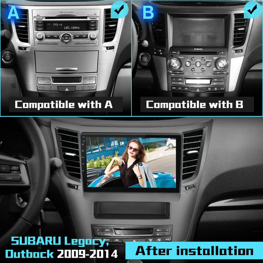 Autoradio 9" Android 12 pour Subaru Outback/Legacy 2009-2014 : écran tactile, CarPlay sans fil/Android Auto, WiFi, Bluetooth, GPS, FM, 2G+32G.