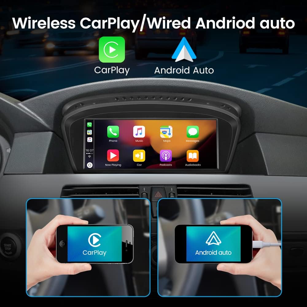 Autoradio Android pour BMW Série 3/5 E60 E90 E93 (2009-2012) - écran 8,8" avec CarPlay et Android Auto, système CIC
