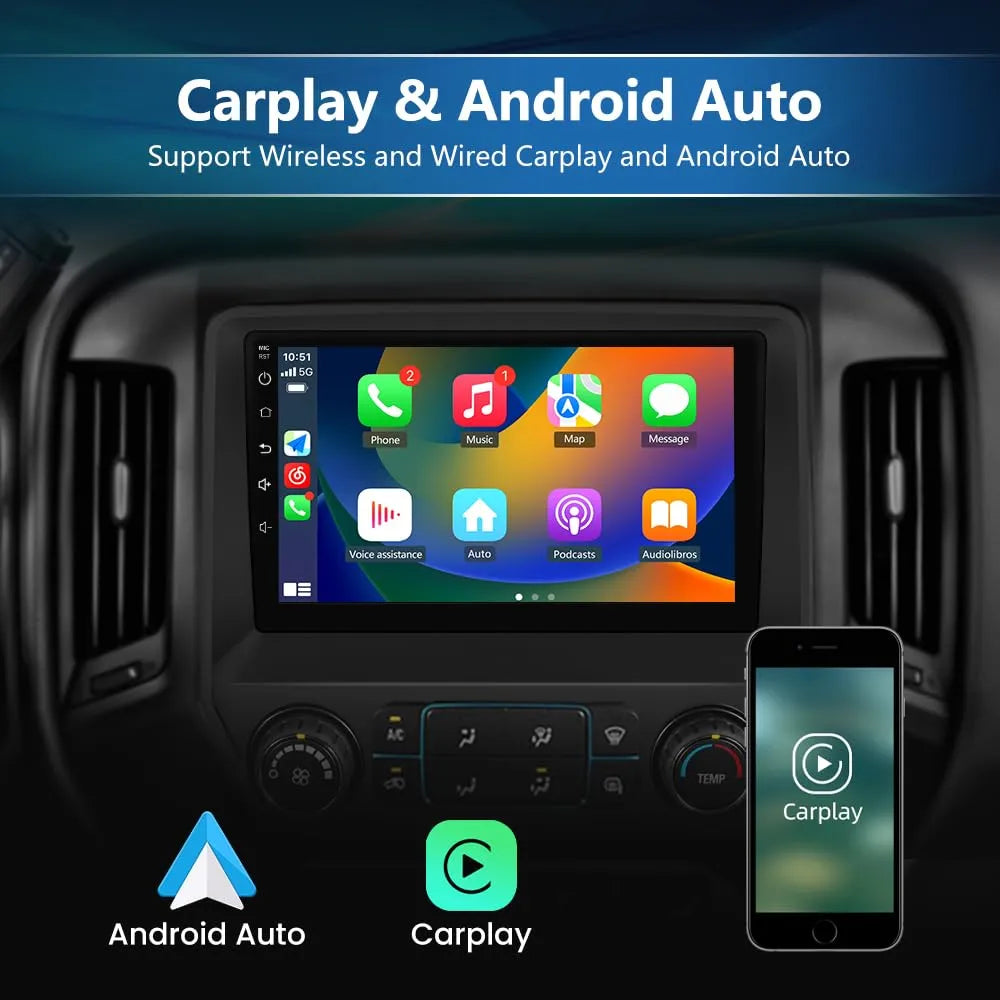 Autoradio stéréo Android 13 pour Chevrolet Silverado/GMC Sierra 2014-2018 avec CarPlay sans fil et Android Auto