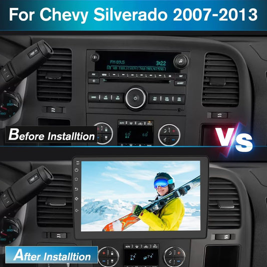 Autoradio Stéréo 2+64GB pour Chevrolet Chevrolet Silverado 2007-2013 Tahoe Equinox GMC Sierra Yukon avec CarPlay et Android Auto