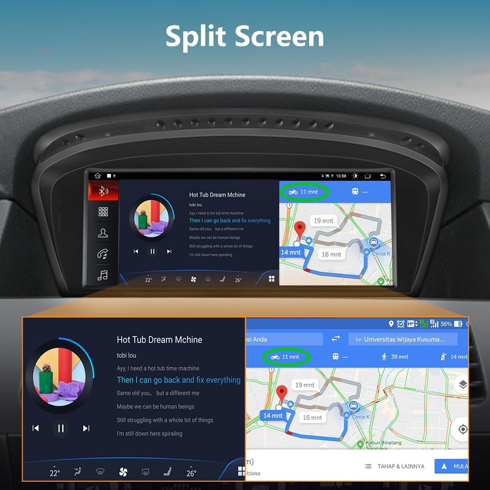 Autoradio Android pour BMW Série 3/5 E60 E90 E93, Écran 8.8", CarPlay/Android Auto, Caméra de Recul, Mise à Niveau 2004-2008 CCC.
