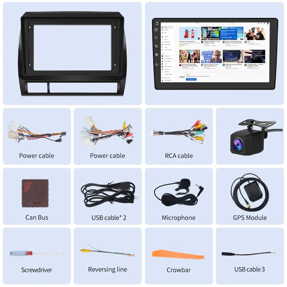 Autoradio Toyota Tacoma 2005-2015 : 9" Android 12 stéréo, Carplay, Android Auto, 2 Go de RAM, 32 Go de ROM, DSP, WiFi, GPS, Bluetooth,