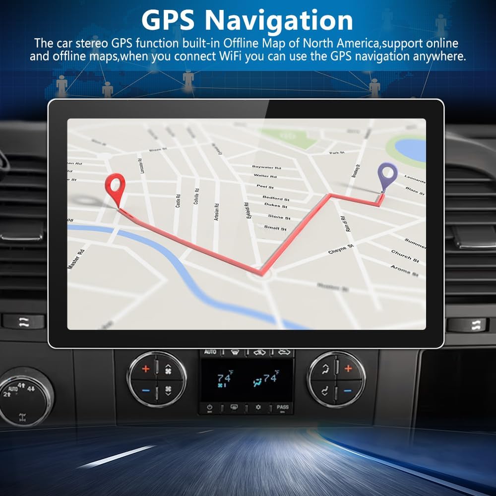 Autoradio Android 13 pour Chevrolet Silverado 2007-2013, Tahoe, Equinox, GMC Sierra, Yukon - 2+32 Go, CarPlay, Android Auto, Bluetooth, Navigation GPS