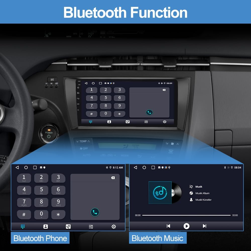 Autoradio 9" Android 13 pour Toyota Prius (2010-2015) - Radio à écran tactile avec CarPlay sans fil, Android Auto, Bluetooth, WiFi, navigation GPS