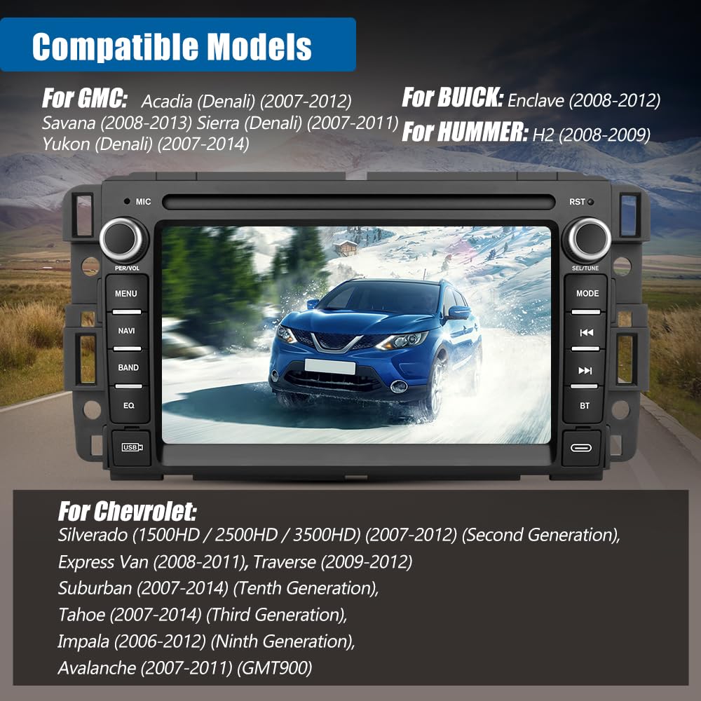 【2 + 64 Go】 Stéréo de voiture Android 13 pour Chevrolet Silverado/GMC Sierra/Yukon, navigation GPS, CarPlay/Android Auto, remplacement de radio de lecteur vidéo multimédia