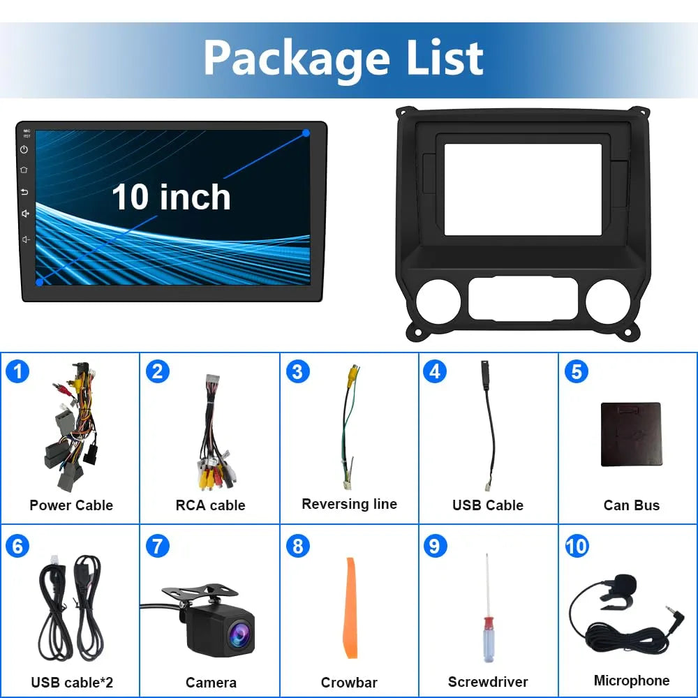 Autoradio stéréo Android 13 pour Chevrolet Silverado/GMC Sierra 2014-2018 avec CarPlay sans fil et Android Auto