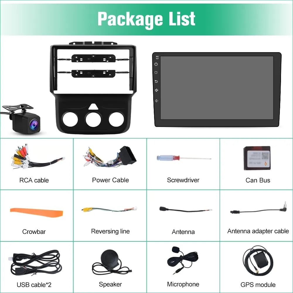 Autoradio Android 13 4G+64G pour Dodge RAM 1500-3500 (2013-2018) avec CarPlay, Android Auto, Bluetooth, GPS, WiFi, processeur Qualcomm