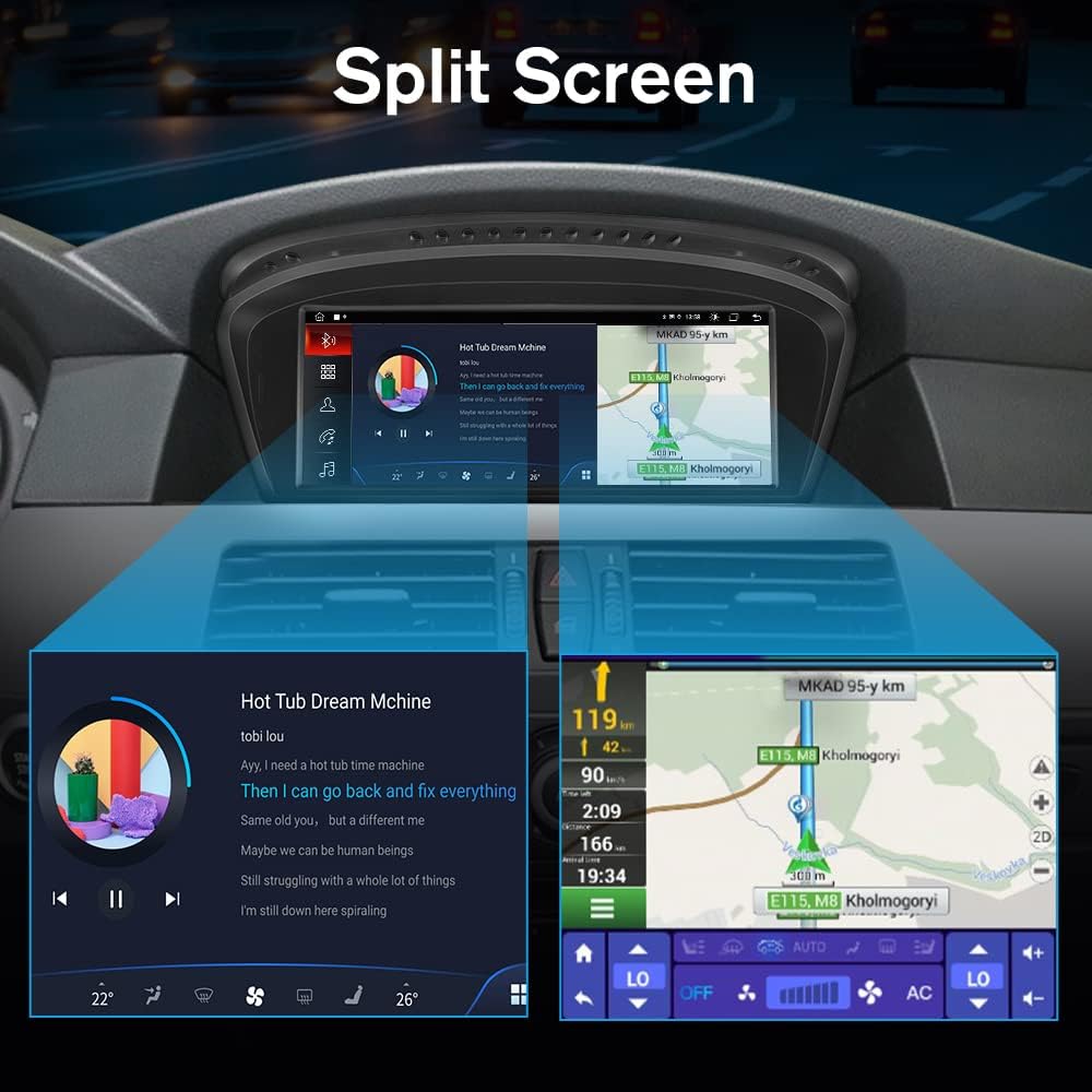 Autoradio Android pour BMW Série 3/5 E60 E90 E93 (2009-2012) - écran 8,8" avec CarPlay et Android Auto, système CIC