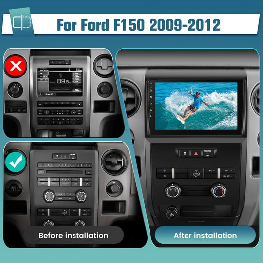 Autoradio 9" Android 12 pour Ford F150 (2009-2012) - CarPlay sans fil, Android Auto, GPS, Bluetooth, WiFi Remplacement de la radio à écran tactile