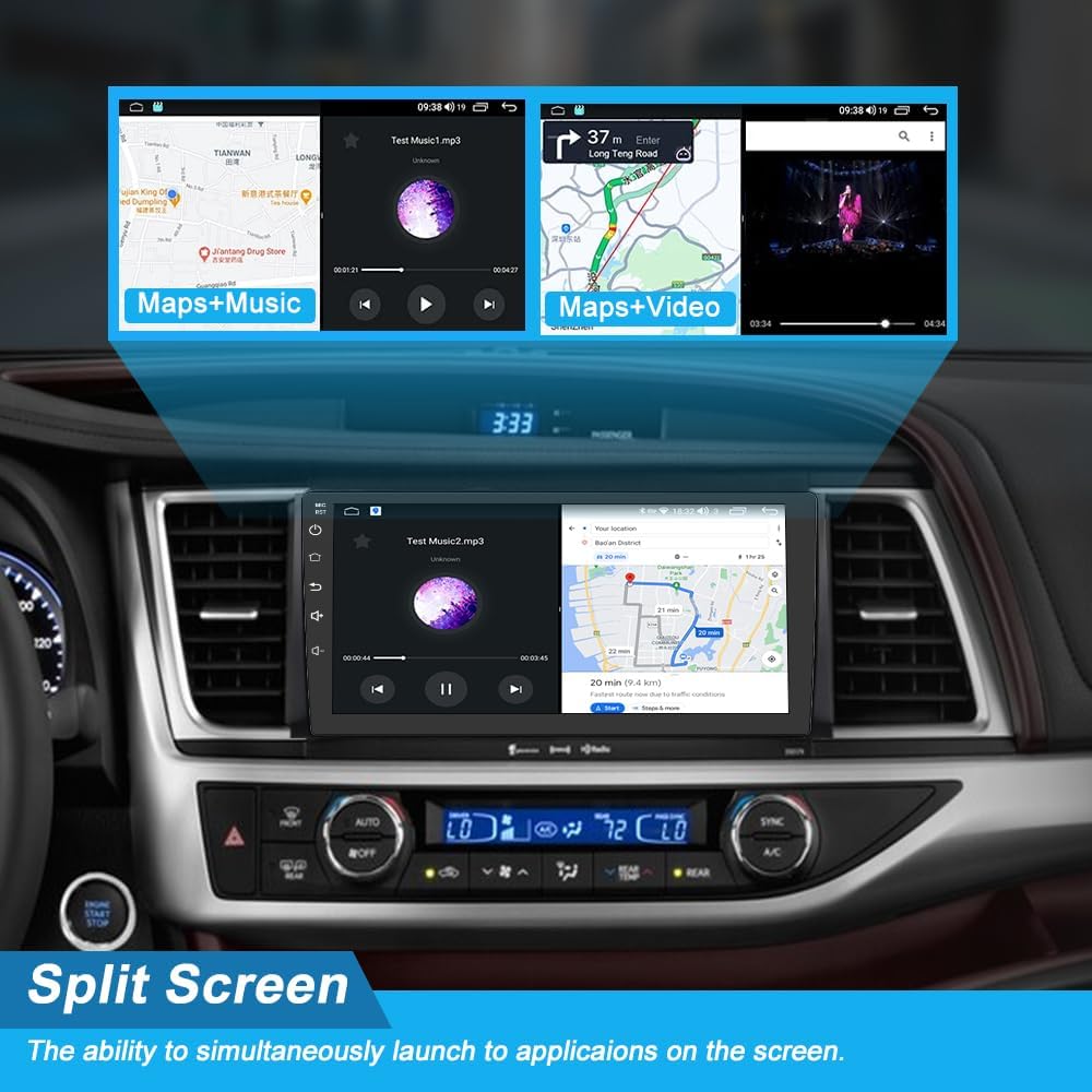Autoradio Android 13 pour Toyota Highlander 2014-2019 : écran tactile 10", 4G+64G, Apple CarPlay et Android Auto sans fil, GPS, Bluetooth