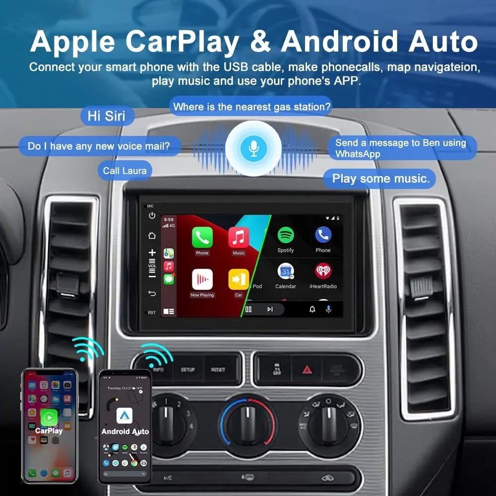Autoradio 7 pouces 2 + 64 Go pour Ford Série F et plus : Carplay, Android Auto, DSP, Bluetooth, GPS, WiFi, caméra de recul - Compatible avec F150, F250, F350, Fusion, Edge, Explorer, Taurus, Freestar, Expedition