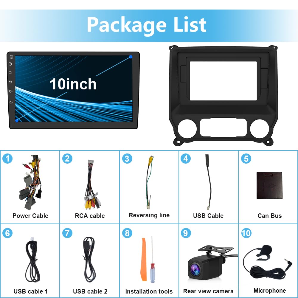 Autoradio Android pour Chevrolet Silverado/GMC Sierra 2014-2018 avec caméra de recul, CarPlay et Android Auto