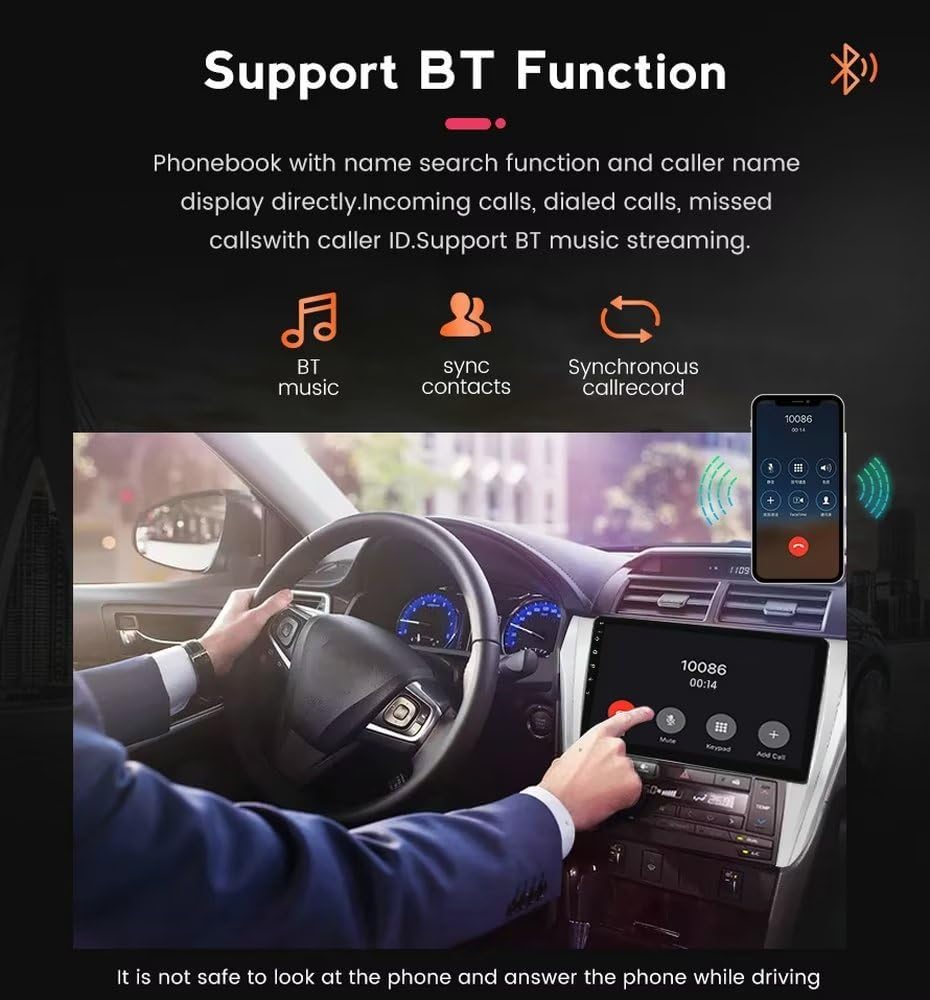 Autoradio Android 12 à écran tactile 10,1" pour Toyota Hiace (2013-2018) - 2+32 Go, CarPlay, Android Auto, GPS, FM, SWC, prise en charge de la vue arrière, kit de tableau de bord stéréo