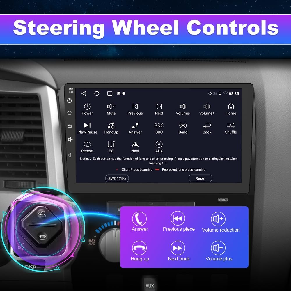 Mise à niveau stéréo de voiture WiFi 5G pour Toyota Tundra 2007-2013 et Sequoia 2008-2018, radio à écran tactile avec CarPlay sans fil, Android Auto, AM/FM, 2 Go + 32 Go