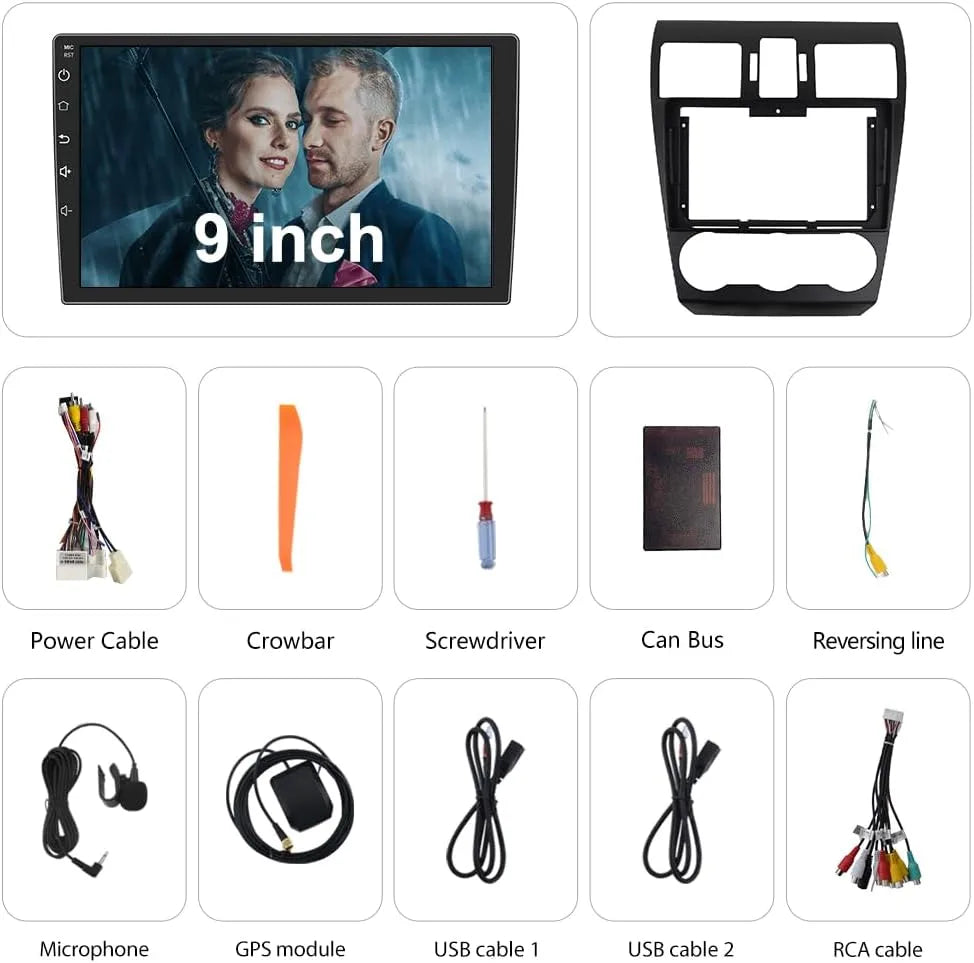 Autoradio Android 12 pour Subaru Forester WRX Impreza 2013-2015, écran tactile 9", 2G+32G, Carplay/Android Auto, SWC, GPS, WiFi, Bluetooth, FM RDS AM DSP