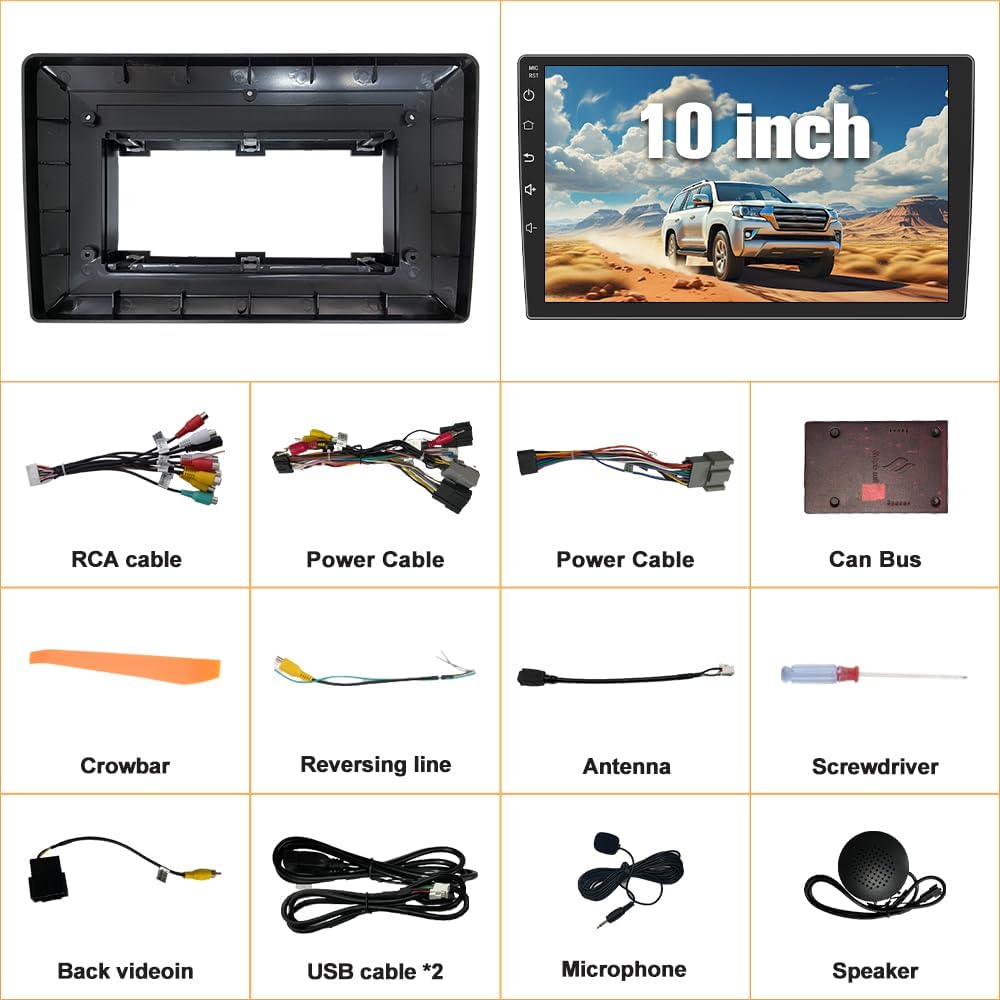 Autoradio stéréo 4 Go de RAM 64 Go de ROM pour Chevrolet Silverado 2007-2013, Tahoe, Equinox, GMC Sierra, Yukon – Compatible CarPlay sans fil et Android Auto