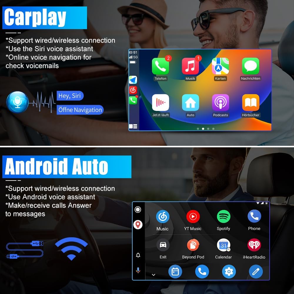 Stéréo de voiture Android pour Dodge RAM 1500-3500 (2013-2018) avec CarPlay sans fil et Android Auto, 2 + 32 Go, remplacement manuel de la radio compatible AC