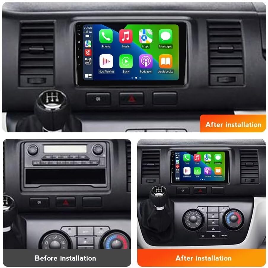 Toyota Hiace Android 13 Stéréo : Écran tactile IPS 2013-2018, CarPlay, Android Auto, GPS, WiFi 5G, FM, SWC, caméra AHD