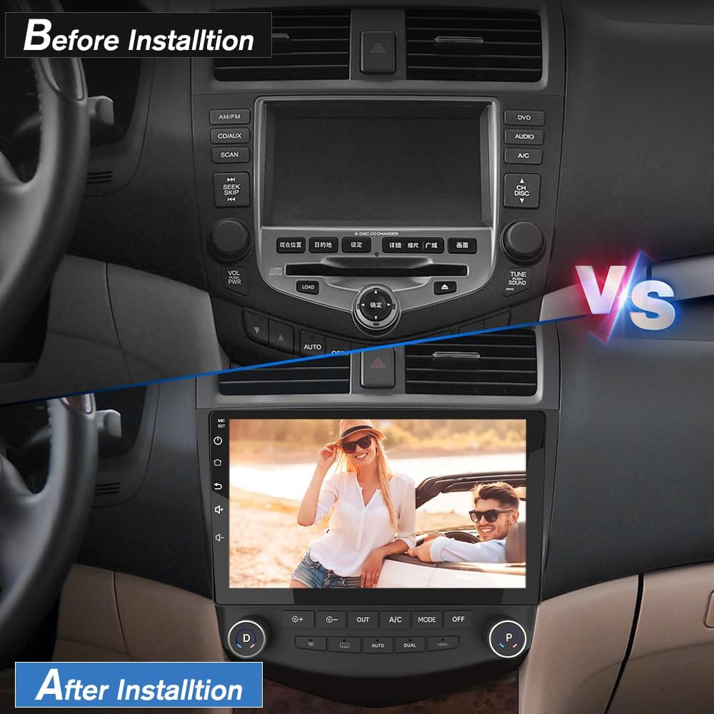 Autoradio stéréo 10" Android 12 avec écran tactile, CarPlay et Android Auto pour Honda Accord 7e génération (2003-2007)