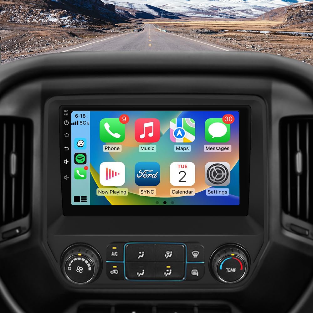 Autoradio Android pour Chevrolet Silverado/GMC Sierra 2014-2018 avec caméra de recul, CarPlay et Android Auto