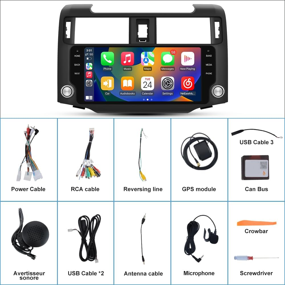 Autoradio Toyota 4 Runner 2010-2019 avec CarPlay sans fil et Android Auto
