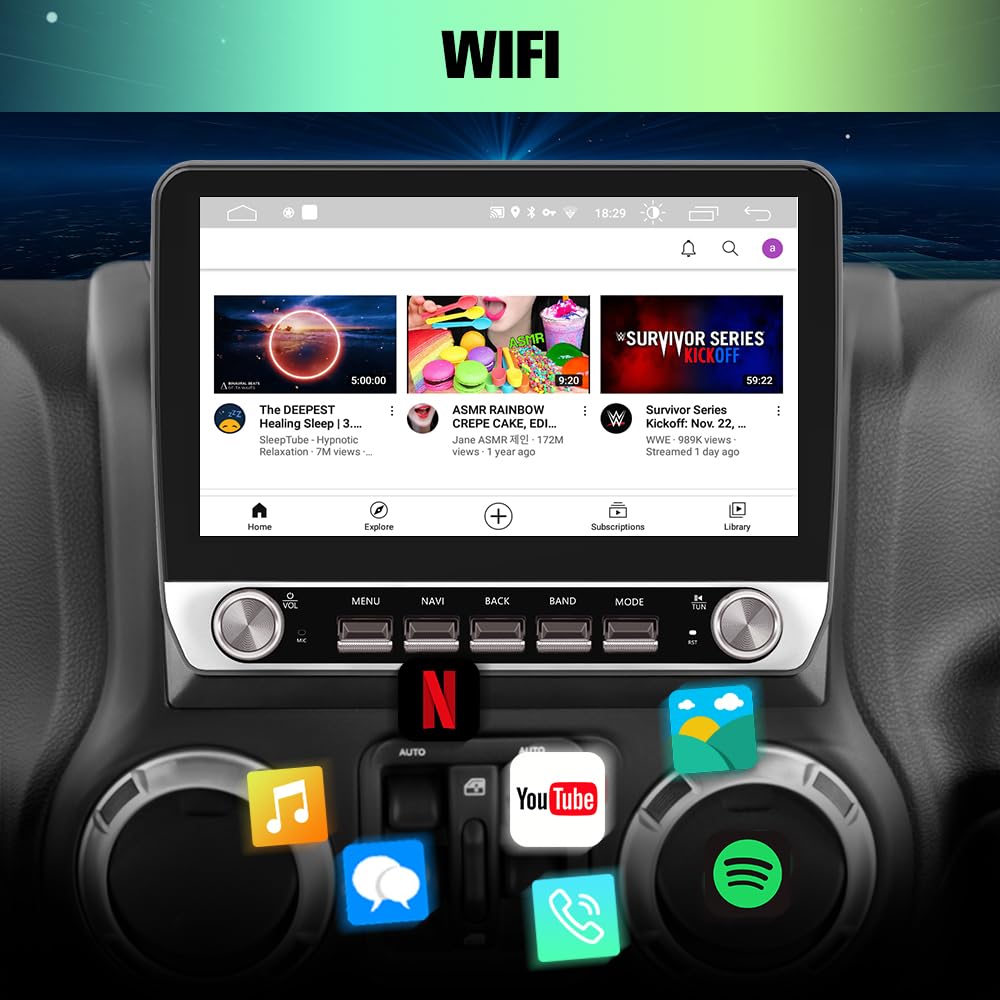 Autoradio stéréo 2 Go + 64 Go mise à niveau pour Jeep Wrangler JK 2007-2018, Dodge Ram 1500/2500 2009-2012, Grand Cherokee avec CarPlay