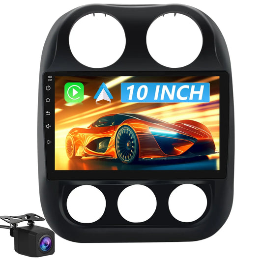 Stéréo de voiture à écran tactile 2G+64G 10" pour Jeep Compass/Patriot 2010-2016, Android 13, CarPlay, Android Auto, Bluetooth, navigation GPS